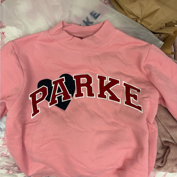 Parke Sweaters - Parke Pink Mockneck With Denim Heart - Valentine’s Collection